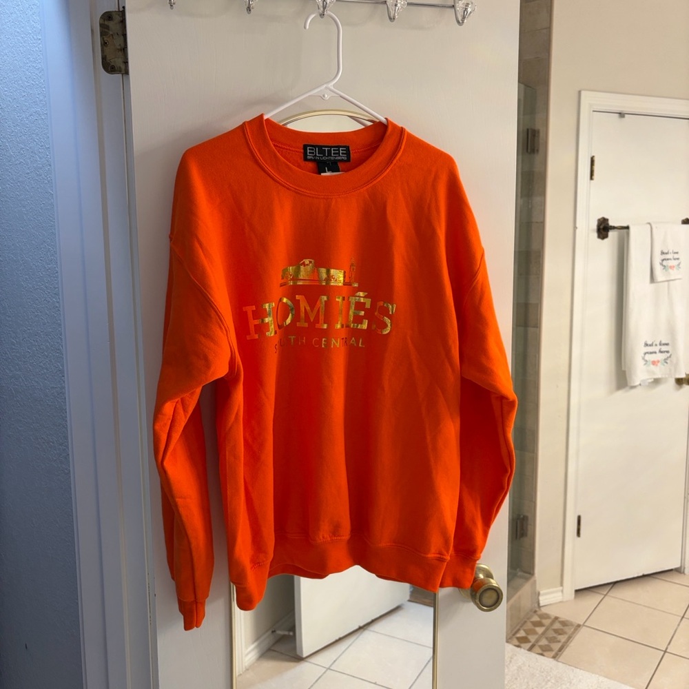 BLTEE Brian Litchenberg Homies Orange South Central Pullover NWOT Sweatshirt Lge